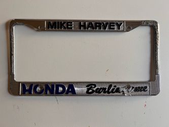 Mike Harvey Honda Burlingame CA Metal Vintage License Plate