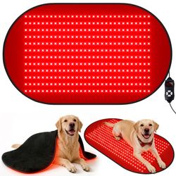 Red Light Therapy Mat for Dogs, 23.6 x 39.4 Inches Pet Light Therapy Mat, 360 LED Beads, 660nm & 880nm Light, Timer and Controller, for Dog Back, Wais
