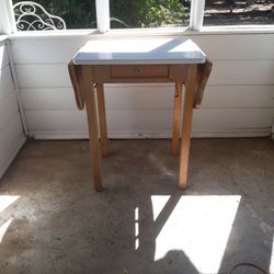 Vintage enamel top table one of a kind 

