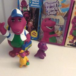 Children Barney Coin Bank And  3 VHS  Tapes I Clam Shell  Barney Bundle