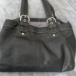 Coach F13733 Soho Black Pleated Leather Tote, 3 Compartments; Zippered Compartment In The Middle 11”H x 15”L x 5.5”D Strap Drop 11”