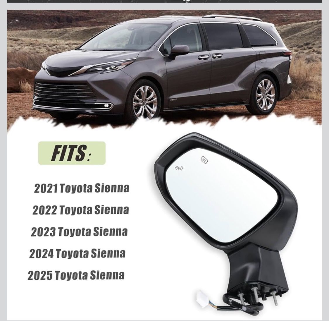 Tollota Sienna Leftside Mirror/tollota Sienna Espejo Isquierdo