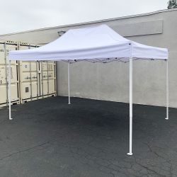New In Box $170 Heavy-Duty 10x15 ft Popup Canopy Tent Instant Shade with Carry Bag, White/Blue 