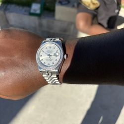 Rolex Datejust 36mm 1601 White Mother Of Pearl Diamond Dial Diamond Bezel Stainless Jubilee Bracelet 1.25ct