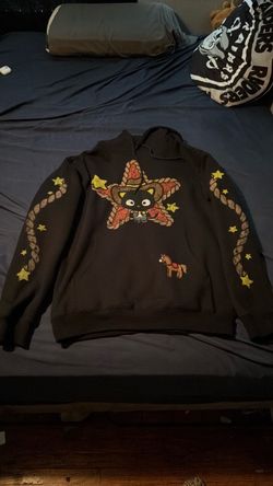 Black Graphic Hoodie Cowboy Cat Design