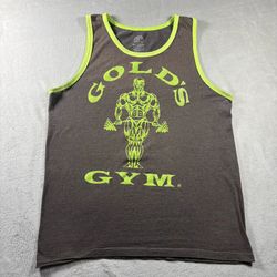Gold's Gym Tank Top Men's Size Medium Gray Faded Made in USA Gym Muscle Y2K #5A