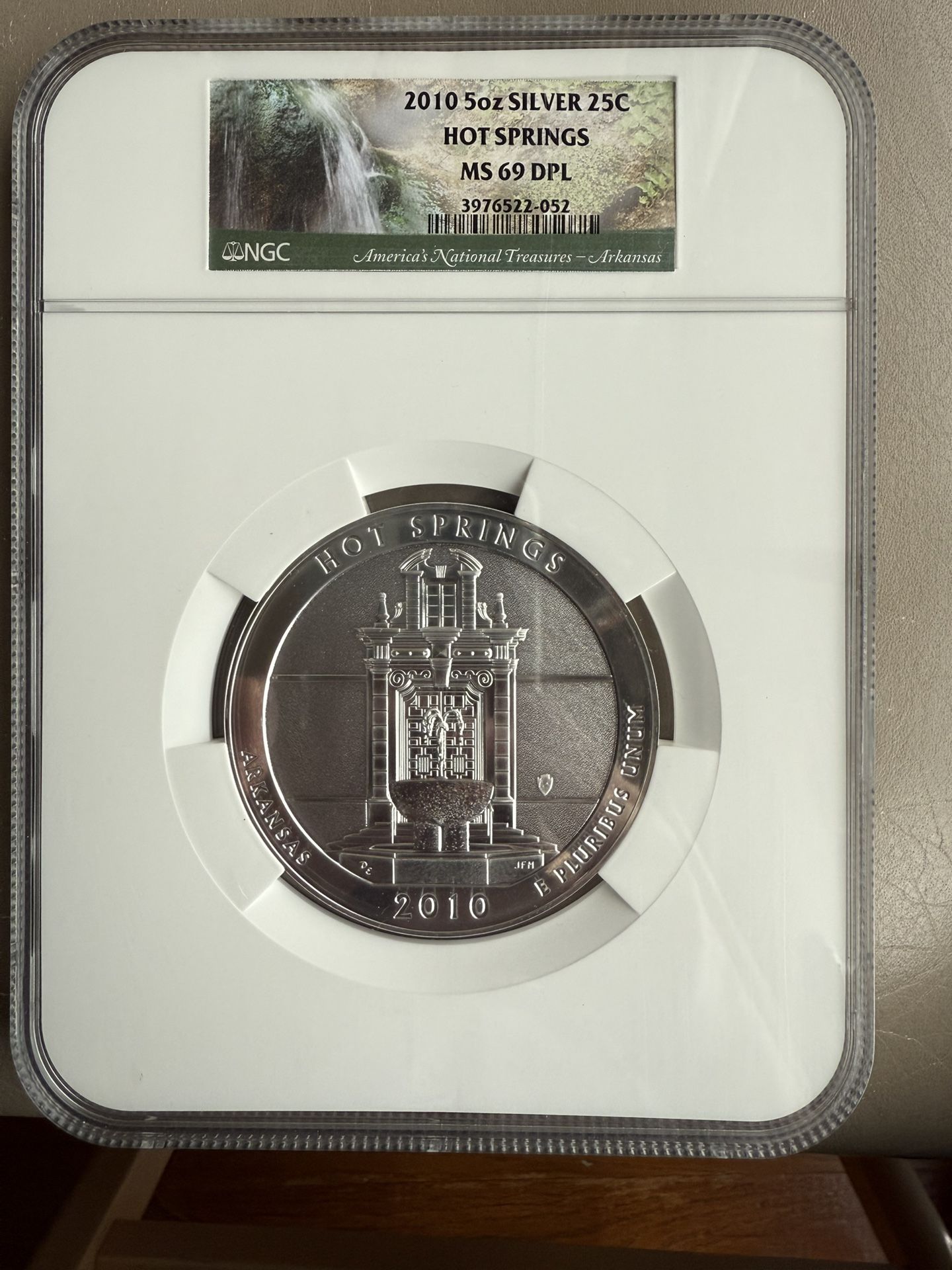 2010 5oz NGC MS69 DPL HOT SPRINGS SILVER COIN 