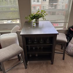 Dining Table With Storage Shelf And Stools