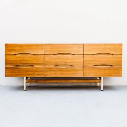 Restored Mid Century Modern Nine Drawer Lowboy Dresser