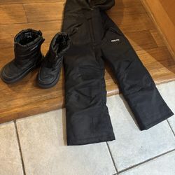Kids 5t Snow Boots And Overalls 