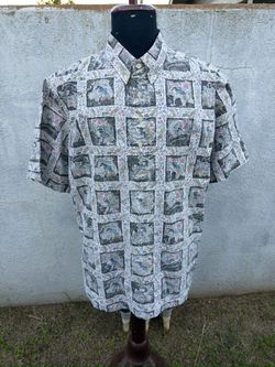 Vintage Reyn Spooner Dietrich Varez Golf Hawaiian Print Shirt Men's XL