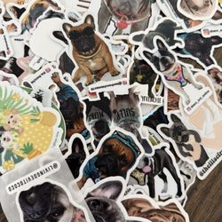 HUGE LOT BUNDLE COLLECTION OF DOG STICKERS AND MAGNETS ONE OF A KIND COLLECTION RARE UNIQUE ABOUT 65 PIECES