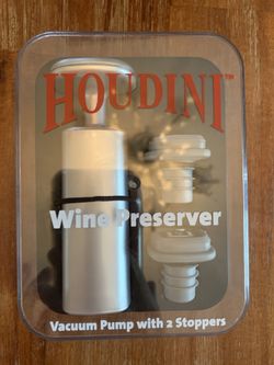 NEW - Houdini | Wine Preserver | Metrokane - Vacuum Pump With 2 Stoppers