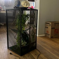 Lizard Cage With Heat Lamps And Water Fall