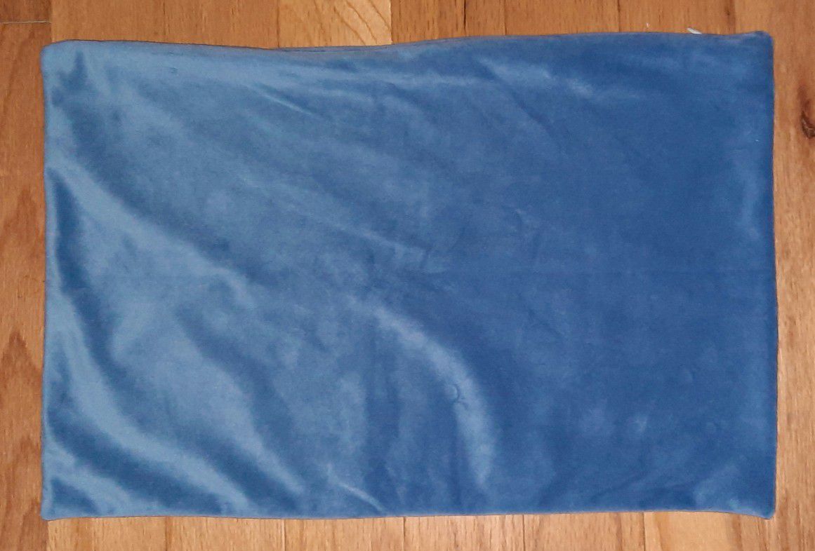 New Blue Super Soft Velvet Hidden Zipper Pillow Case Rectangle Shape Size 20 x 12 Inches