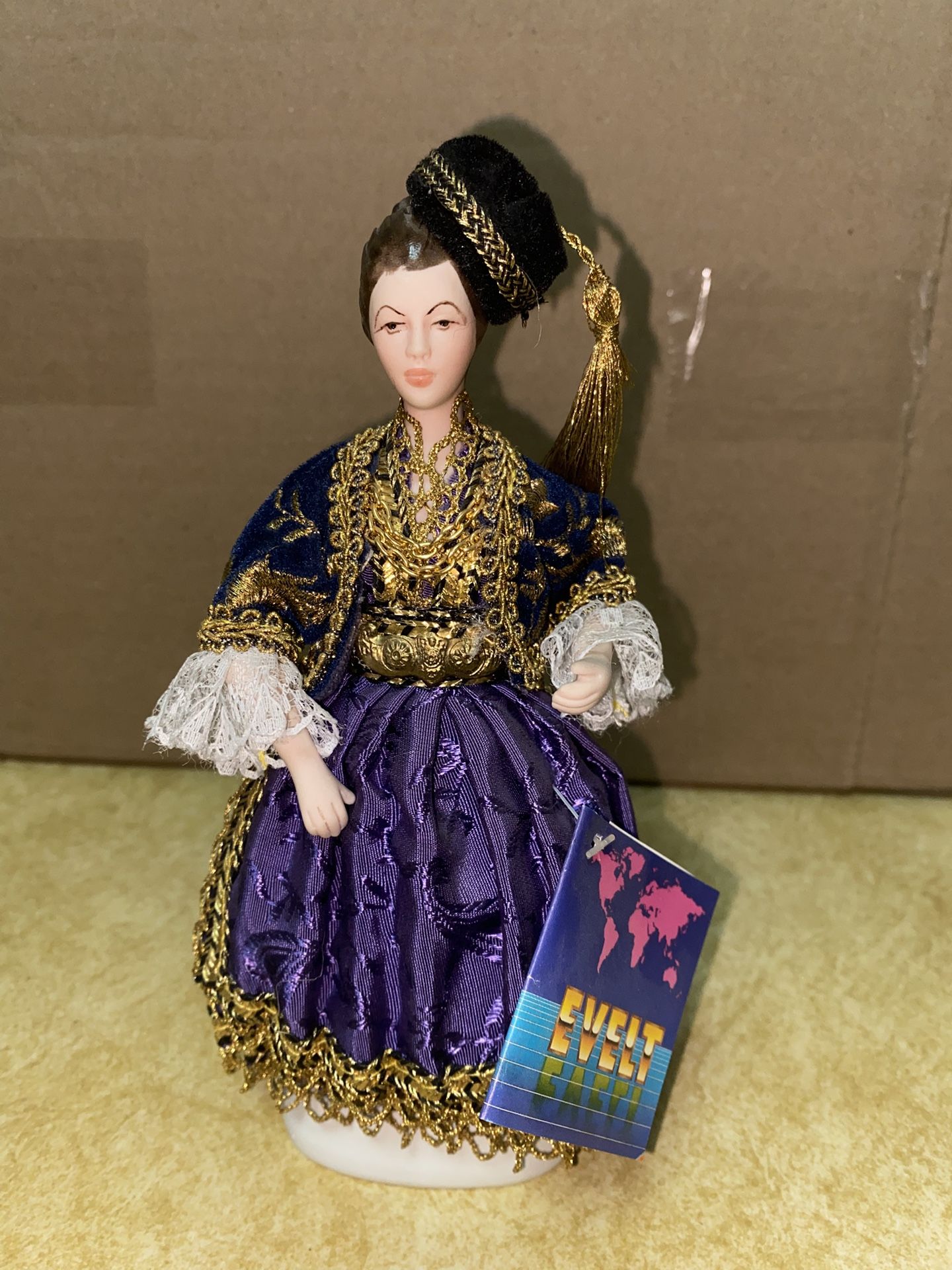 7.5 inch Vintage Evelt Handmade Greek Porcelain Doll 142 E Naoussa Imported From Greece