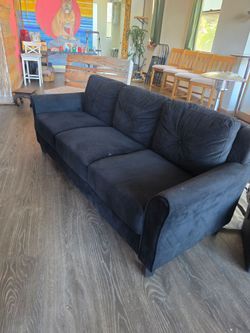Black Suede-Style 3-Seat Sofa – Great Condition