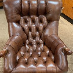Leather Tufted Chair By Schafer Bros 