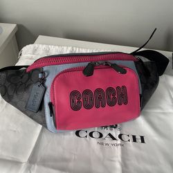 Coach Track Belt Bag In Colorblock Signature Canvas With Coach 