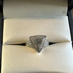 14k White Gold Trillion Diamond Ring