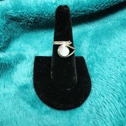 Sterling silver set moonstone adjustable ring (More Than 1 Available)