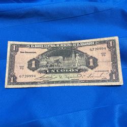 Billete De 1 Colon El salvador 1964
