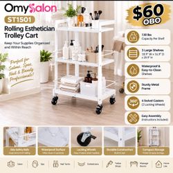 OmySalon ST1501 Rolling Esthetician Trolley Cart – New