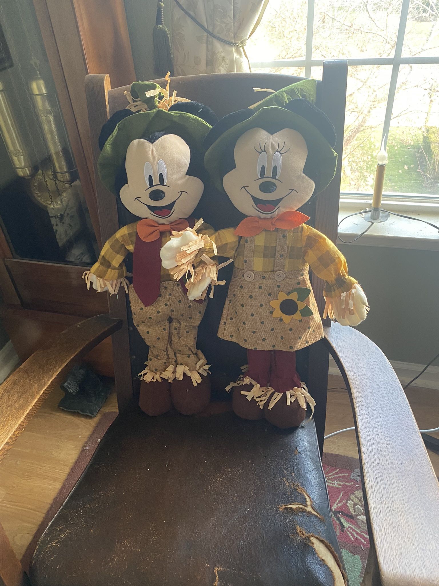 Really Cute Classic Halloween Disney Mickey Mouse and Minnie Mouse Fall Scarecrows For Decoration
