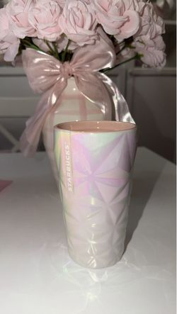 Starbucks Iridescent Pink Geometric Ceramic Mug – 12 oz