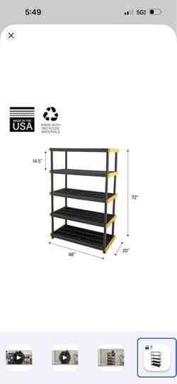 5-Shelf Heavy Duty Plastic Storage Shelving Unit