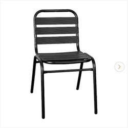 Lila 19.5 in. Black Metal Indoor-Outdoor Commercial Aluminum Restaurant Stack Chair with Triple Slat Back