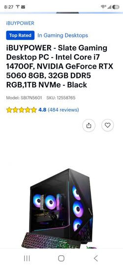 Ibuypower Gaming PC i7-14700F,  RTX5060 8GB, 32 GB DDR5, and 1TB SSD