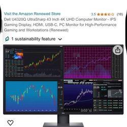 Dell U4320Q 43 Inch 2160p 4K UltraSharp, IPS Thin Bezel Monitor, HDMI, DisplayPort, USB-C, VESA Certified, Black