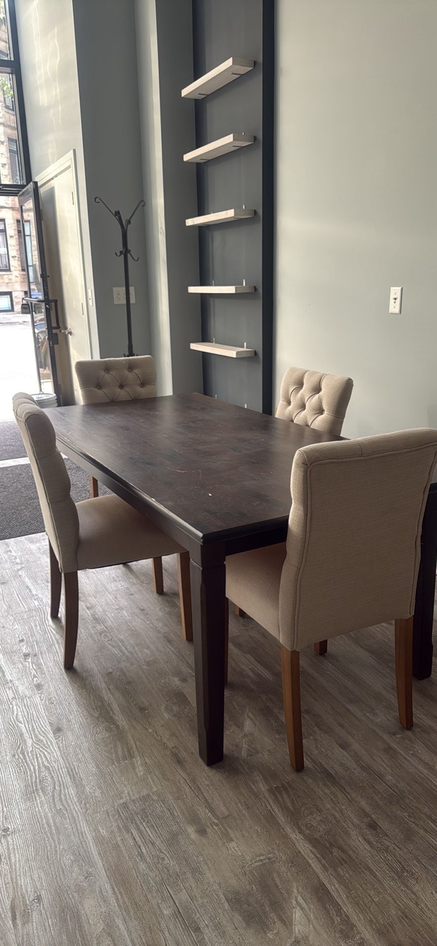 Solid Wood Rectangle Dining Room Table And Four Chairs