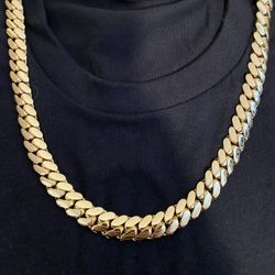 Solid 14k Gold Plated Miami Cuban Link Chain