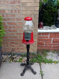 38" H Vintage Carousel Gumball Red Machine