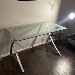 Glass Top Silver Desk