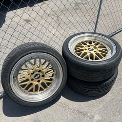 3 Gold Rims And Tires 