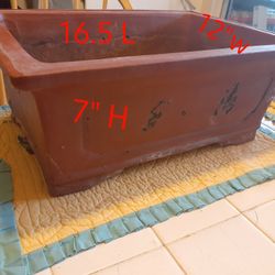 unglazed rectangular bonsai pot made of Yixing clay 