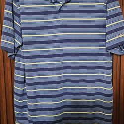 Nike Golf Tour Performance Polo Shirt Mens M Blue Neon Striped Dri-Fit