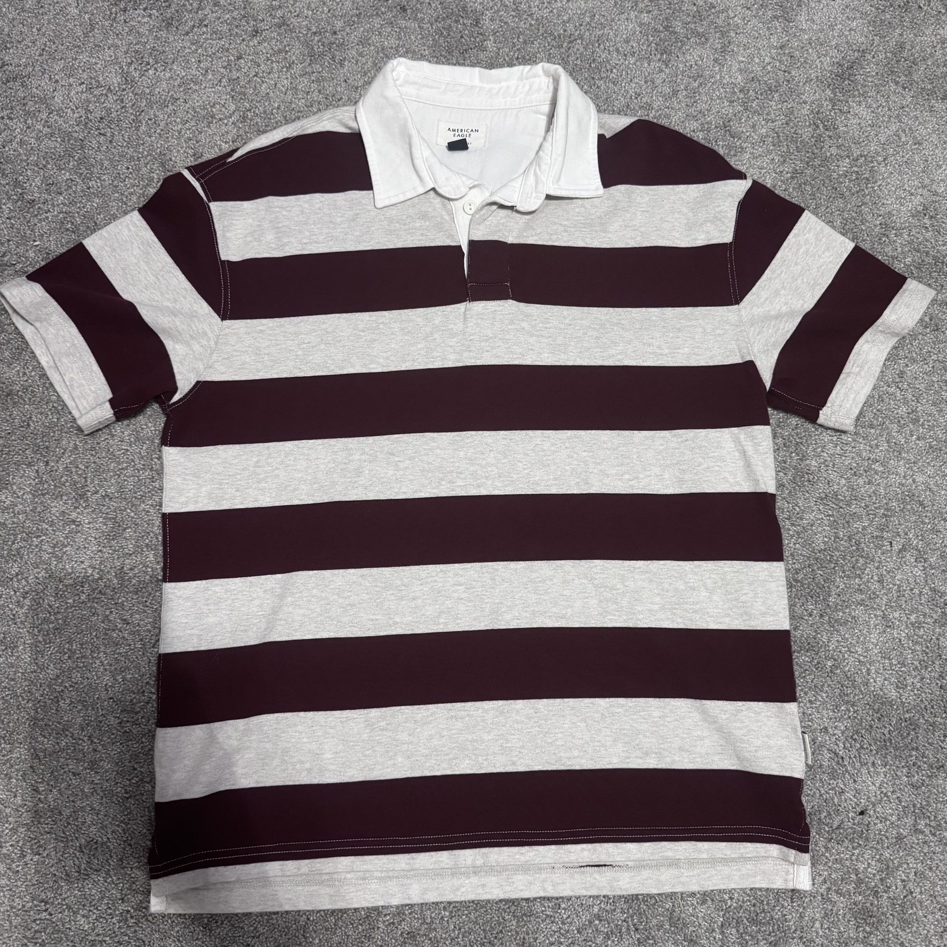 Red and white striped polo