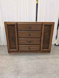 Rustic Oak Wood Buffet with Four Drawers