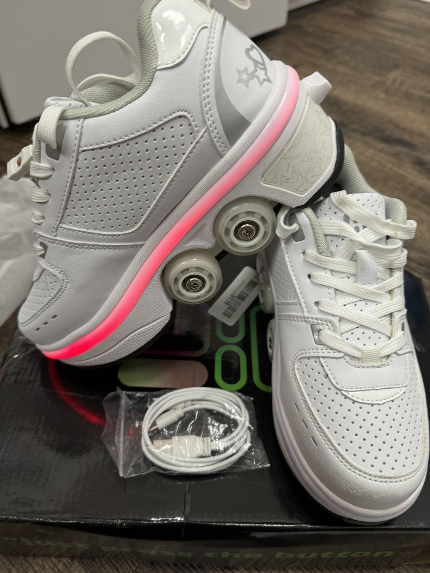 Double Row Deform Wheel Automatic Walking Shoes Invisible