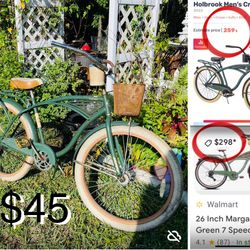 $45 Vintage Green Huffy Adult Bike size 26  tires have air,Have some rust