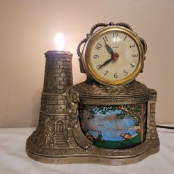 Vintage United motion clock 290 Lighted Beach Scene, Lighthouse, Sailboat