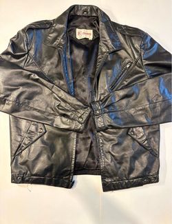 Vintage Chess King 880 100% Leather Motorcycle Jacket Size 46 Black