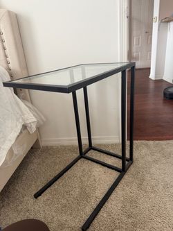 Glass Top C-Shape Side Table