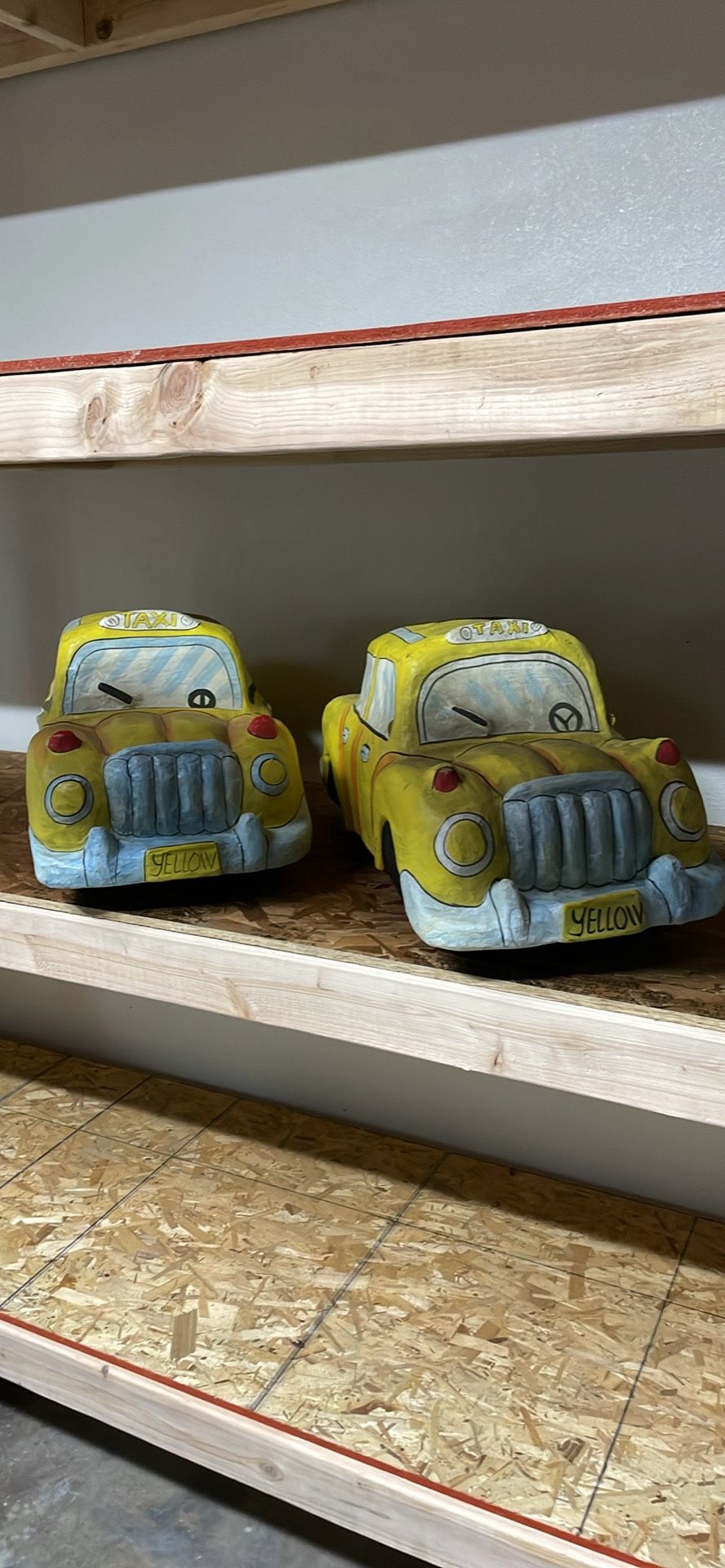 Pair Of Large Paper mâché Taxis