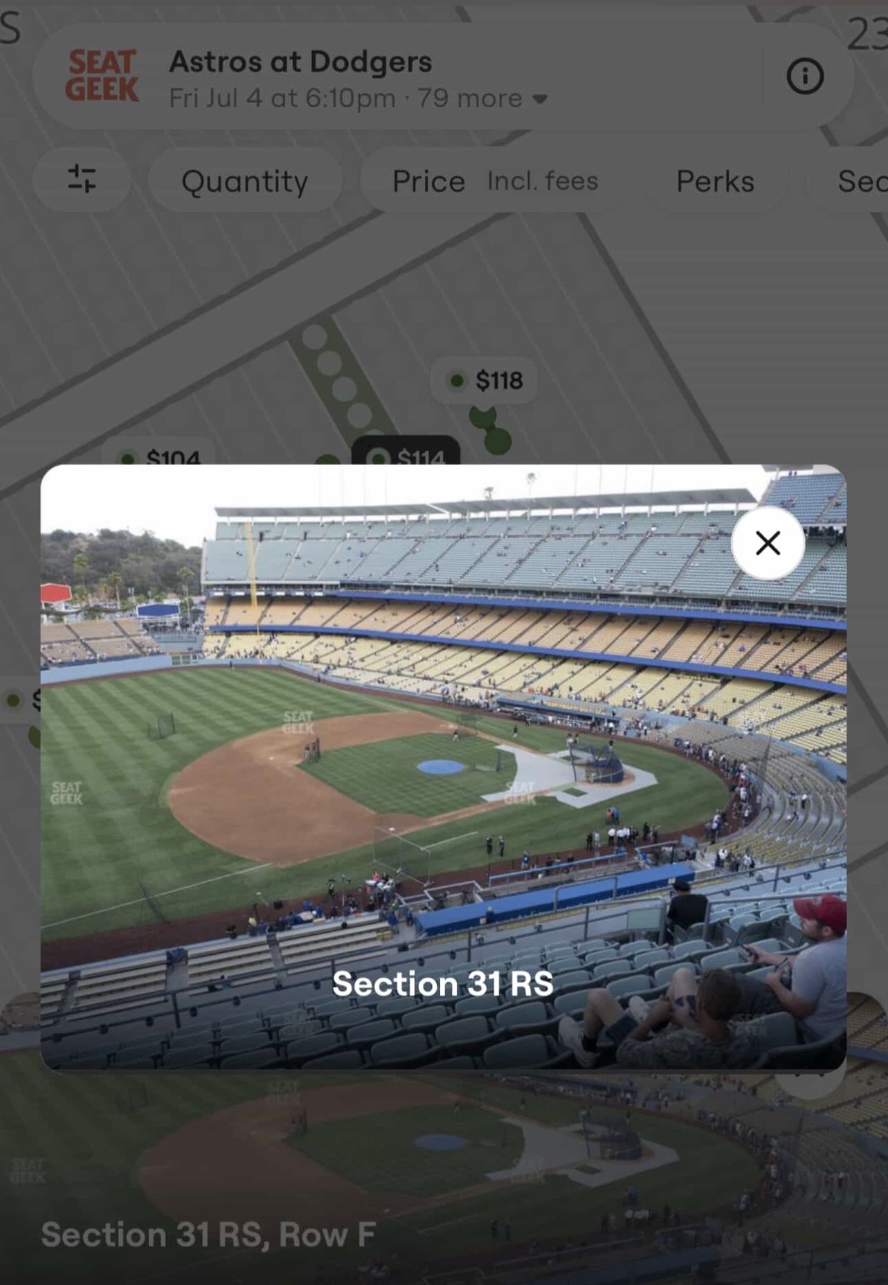 Dodgers vs Astros Friday July 4th @ 6:10pm