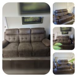 Non-Power Reclining Sofa and Stationary Loveseat 